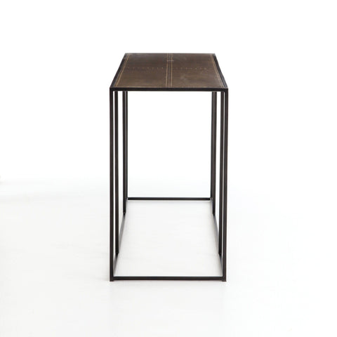 Fulton brass clad top metal console table