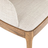 Foster Dining Chair white performance fabric honey brown solid oak legs transitional style bottom close view