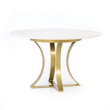 Alex Dining Table white marble round top brass base modern  glam