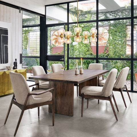 Welch Dining Table mocha brown alder veneer grey iron cross design modern piece main view