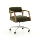 Westin green velvet swivel desk chair distressed oak arm