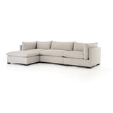 Wilcox 3-Piece Sectional + Ottoman Dove Grey Angled Frontview