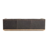 parker 95" black distressed leather tufted sofa back view