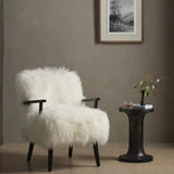 Brown & Beam Chairs Black Wood Shepard Fur Chair