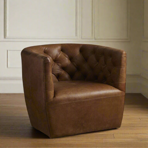 Brown & Beam Chairs Camel - Leather Haley Swivel Chair