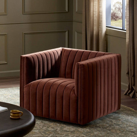Brown & Beam Chairs Rust Velvet Ellen Swivel Chair