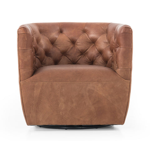 Brown & Beam Chairs Camel - Leather Haley Swivel Chair