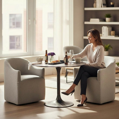 Clover stone jute cotton slipcover dining chair