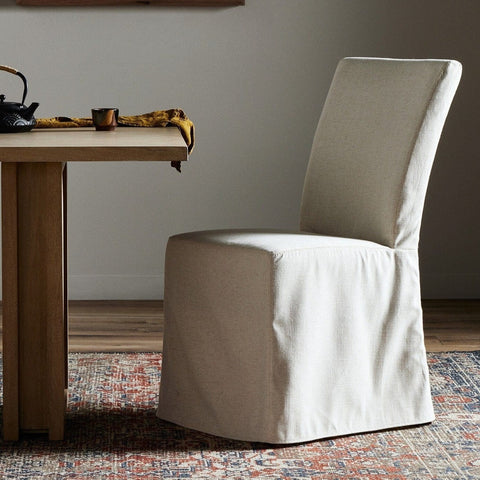 Miley ivory polyester slipcovered dining chair