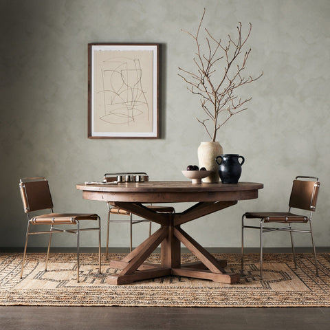 Hart Extension Dining Table - 63" made of reclaimed wood in rustic brown finish