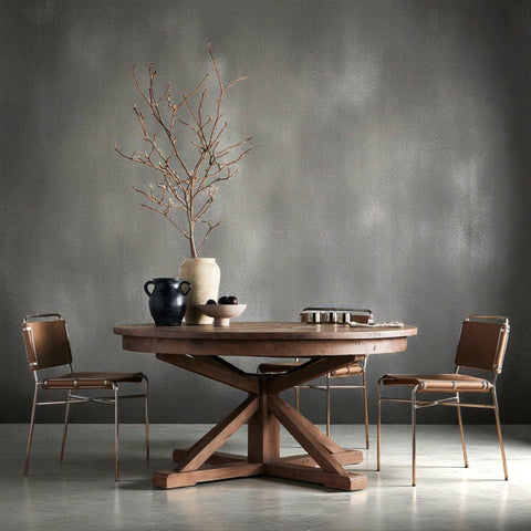 Hart Extension Dining Table - 63" made of reclaimed wood in rustic brown finish