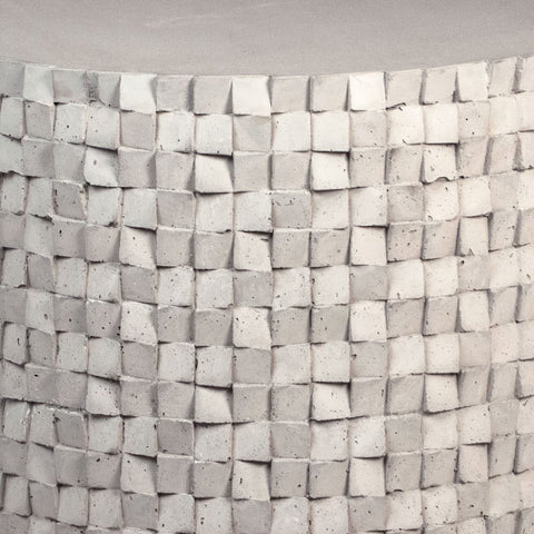 Drew grey concrete carved woven texture end table