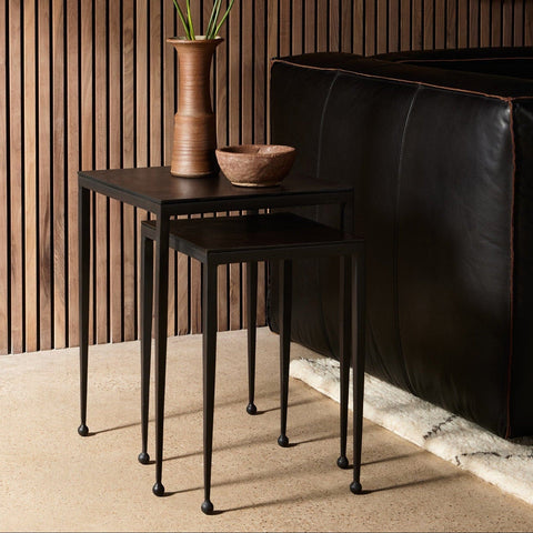 Garnet Nesting End Table gunmetal black aluminum top iron frame modern simplistic design main view