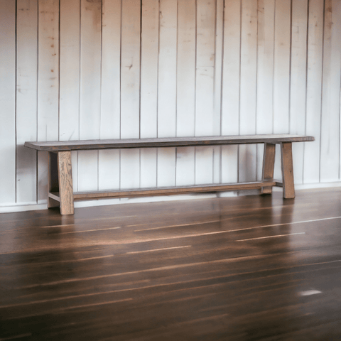 Hawkins Dining Bench natural brown oak wood piece live edge sustainable
