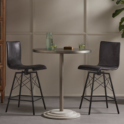 Asher Swivel Bar + Counter Stool distressed black