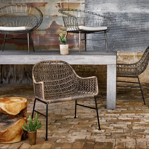 Perry outdoor brown wicker dining chair