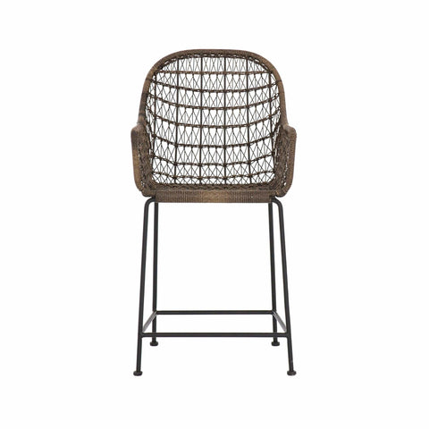 Perry brown wicker black metal outdoor stool