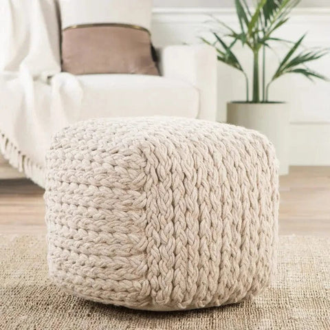 Dorothy Pouf in ivory made of 100% Wool and has a Bean Filling