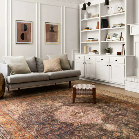 Bangor Rug plum orange multicolored polyester cotton backing