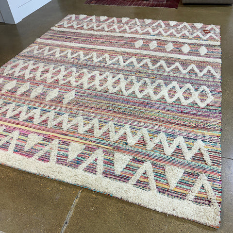Mackenzie Rug cotton wool multi-color ivory fringe textile
