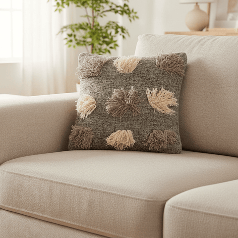 Perla Pillow grey cotton wool 18"x18"