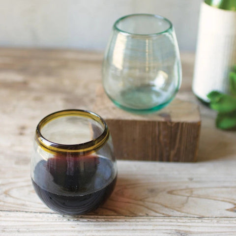Amber Stemless recycled Glass drink