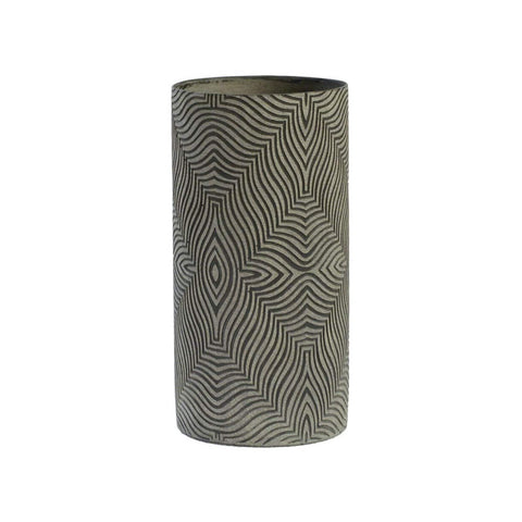 Modern Vase dark grey resin frame wavy curvy pattern decor