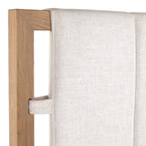 Haver Bed viscose polyester blend ivory solid oak wood light brown frame top view