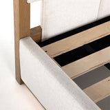 Haver Bed viscose polyester blend ivory solid oak wood light brown frame base view