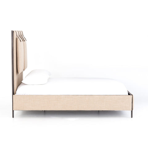 Moore ivory linen upholstery bed 