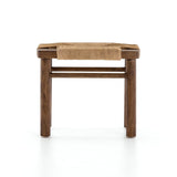 Langston tan rope mahogany wood accent stool