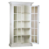 Dahlia Cabinet white reclaimed pine frame glass cabinets open traditional style angled view