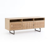 Noah light mango wood cane weave media cabinet front view