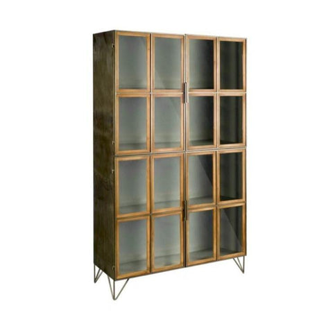 Pendle Cabinet comes in Harbor Grey metal and Rustic Brown wood accents