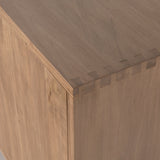 waller sideboard solid poplar wood light brown top grain leather iron accents modern design corner design