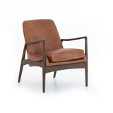 Ontario Armchair in brown top grain leather and dark brown nettlewood frame