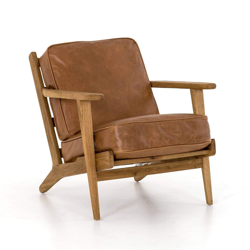 Dalen Adirondack chair cognac brown leather oak