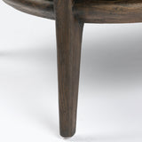 Conrad Chair mid-century modern style polyester velvet deep smoke grey fabric black wooden legs close bottom view