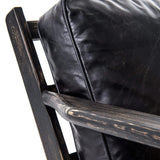 Dalen Adirondack chair black leather oak close view