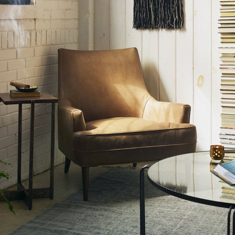 dante tan top grain leather occasional chair