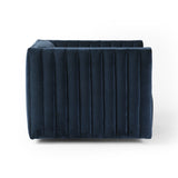 Ellen navy blue velvet channeling upholstery swivel chair