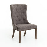 Ellie charcoal linen tufted dining chair wing back