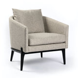 Conrad Chair mid-century modern style polyester grey fabric black wooden legs front view