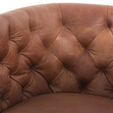 Haley Swivel Chair Tufted Camel Top Grain Leather