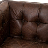 Hatfield cigar brown leather brass nailheads club chair
