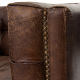 Hatfield cigar brown leather brass nailheads club chair