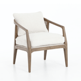 Simsbury ivory upholstery birch wood accent chair