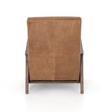 Malone Recliner Chair careml leather channeling curved brown wood frame back view