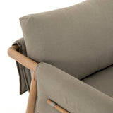 Nara Chair Cotton Upholstery Stainless Steel Parawood Up Close
