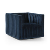 Ellen navy blue velvet channeling upholstery swivel chair